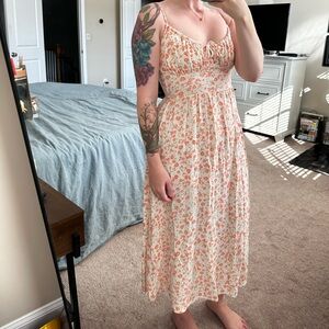 Billabong Orange and Cream Floral Maxi Dress